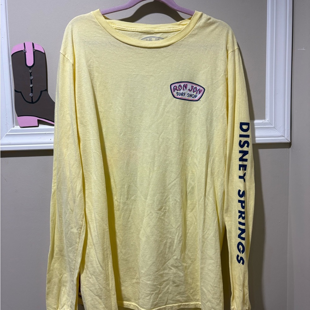 Ron Jon Light Yellow Long Sleeve Tee with Navy Details